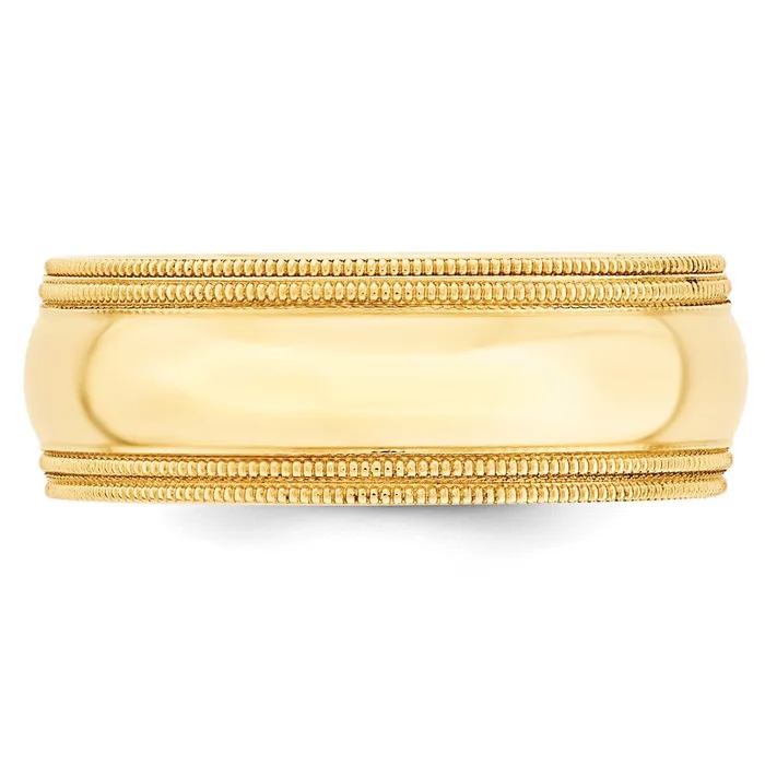 Solid 18K Yellow Gold 8mm Double Milgrain Comfort Fit MensWomens Wedding Band Ring Size 10 Goldia Rings Solid 18K Yellow Gold 8mm Double Milgrain Comfort Fit MensWomens Wedding Band Ring Size 10 Goldia Rings
