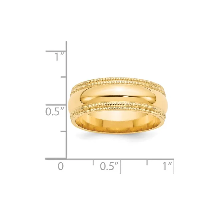Solid 18K Yellow Gold 8mm Double Milgrain Comfort Fit MensWomens Wedding Band Ring Size 10 Goldia Rings Solid 18K Yellow Gold 8mm Double Milgrain Comfort Fit MensWomens Wedding Band Ring Size 10 Goldia Rings