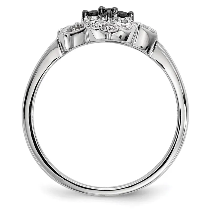 Sterling Silver Black and White Diamond Pinwheel Ring Goldia Rings