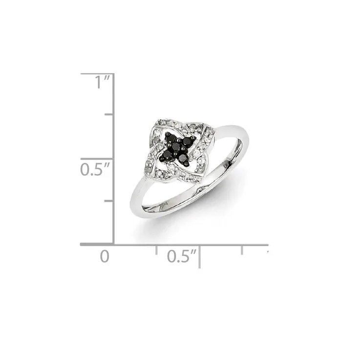 Sterling Silver Black and White Diamond Pinwheel Ring Goldia Rings