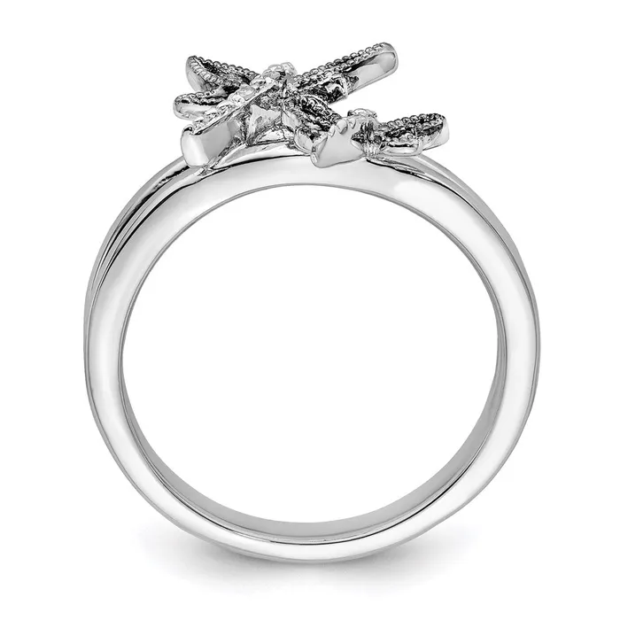 Sterling Silver Diamond Rhodiumplated Dragonfly Ring Goldia Rings