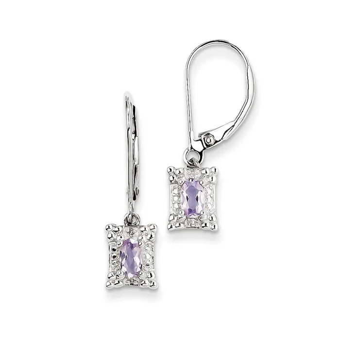 Sterling Silver Pink Quartz Diamond Earrings Goldia Earrings