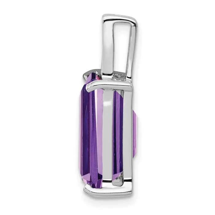 Sterling Silver Rhodium Emeraldcut Amethyst u0026 Diamond Pendant Goldia Necklaces