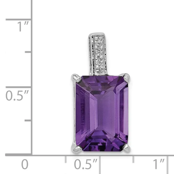 Sterling Silver Rhodium Emeraldcut Amethyst u0026 Diamond Pendant Goldia Necklaces