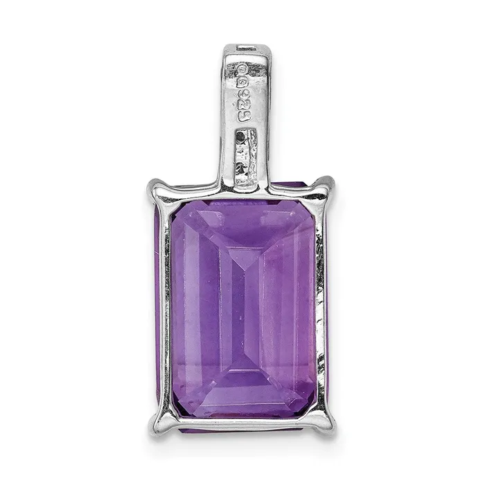 Sterling Silver Rhodium Emeraldcut Amethyst u0026 Diamond Pendant Goldia Necklaces