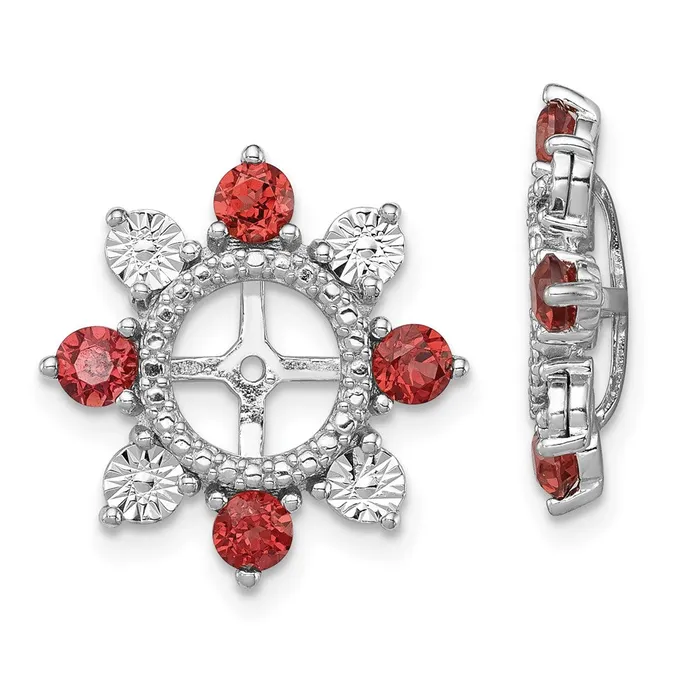 Sterling Silver Rhodium Garnet Earring Jacket Goldia Earrings