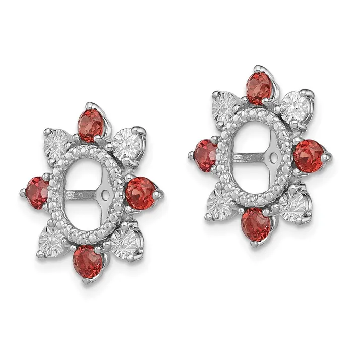 Sterling Silver Rhodium Garnet Earring Jacket Goldia Earrings