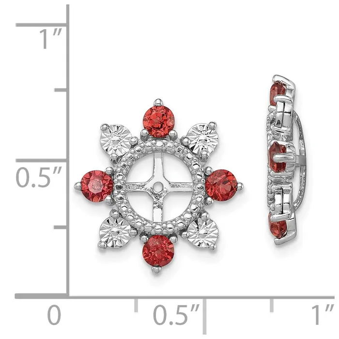 Sterling Silver Rhodium Garnet Earring Jacket Goldia Earrings