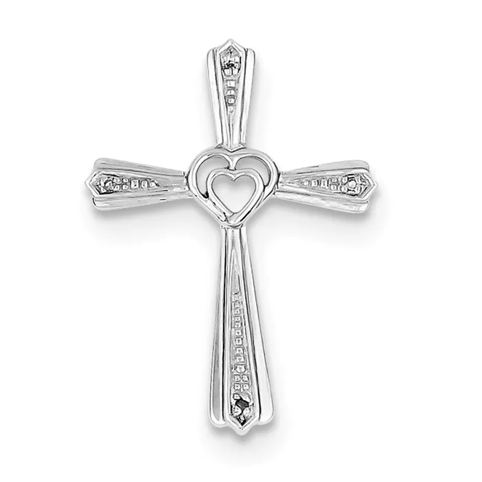 Sterling Silver Rhodium Plated Diamond Cross Pendant Goldia Necklaces