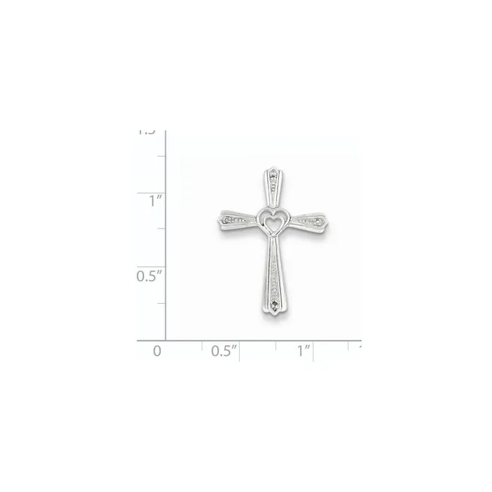 Sterling Silver Rhodium Plated Diamond Cross Pendant Goldia Necklaces