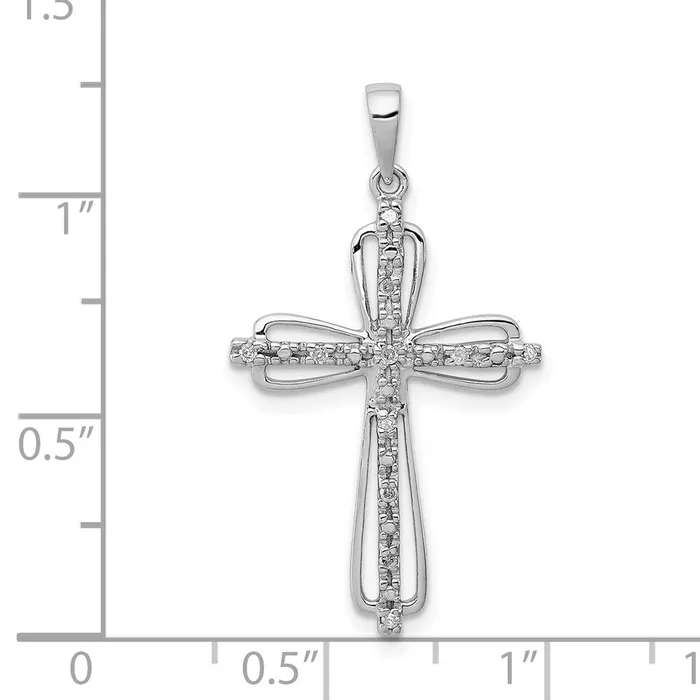 Sterling Silver Rhodium Plated Diamond Cross Pendant Goldia Necklaces