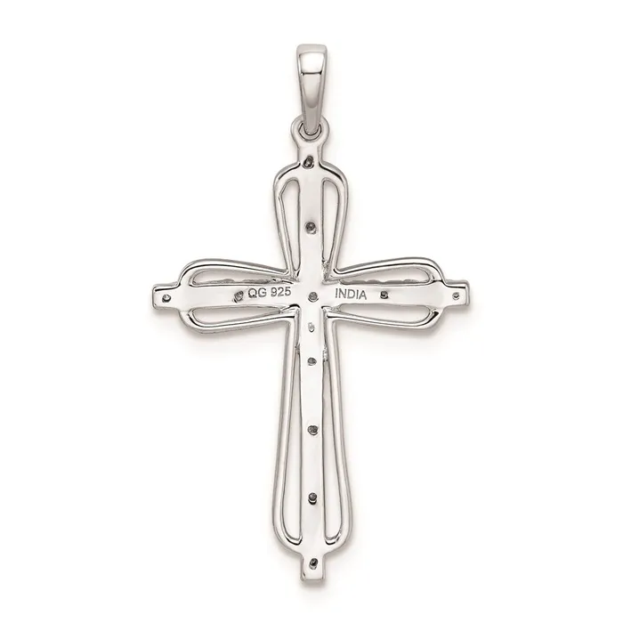 Sterling Silver Rhodium Plated Diamond Cross Pendant Goldia Necklaces