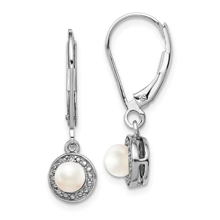 Sterling Silver Rhodiumplated Diamond u0026 FW Cultured Pearl Earrings Goldia Earrings Sterling Silver Rhodiumplated Diamond u0026 FW Cultured Pearl Earrings Goldia Earrings