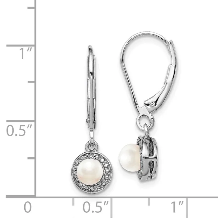 Sterling Silver Rhodiumplated Diamond u0026 FW Cultured Pearl Earrings Goldia Earrings