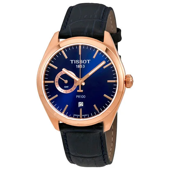 Watches Original Tissot PR 100 Blue Dial Mens Blue Leather Watch T1014523604100 JMS always