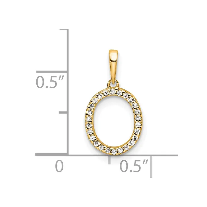 10k Yellow Gold Diamond Letter O Initial Pendant TreasureFineJewelers Necklaces