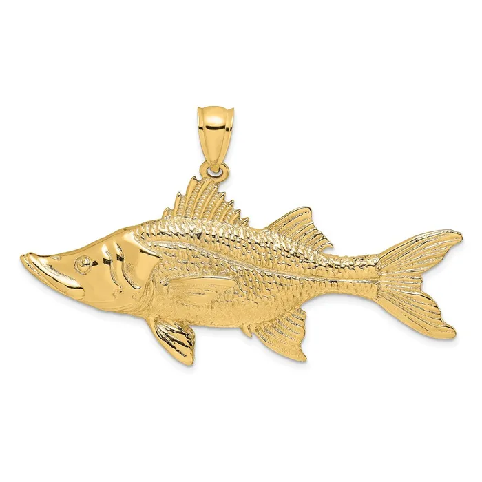 14K 3D Tarpon Fish Charm TreasureFineJewelers Charm Necklaces