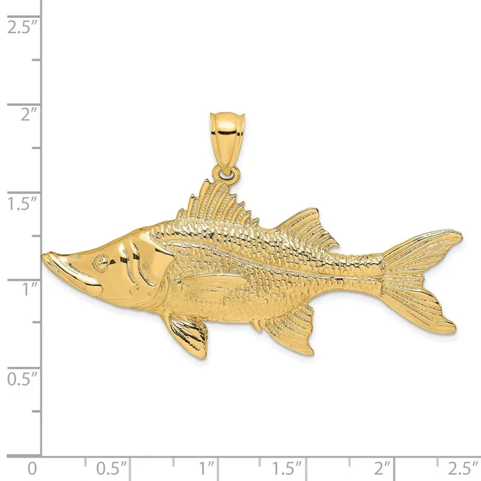 14K 3D Tarpon Fish Charm TreasureFineJewelers Charm Necklaces