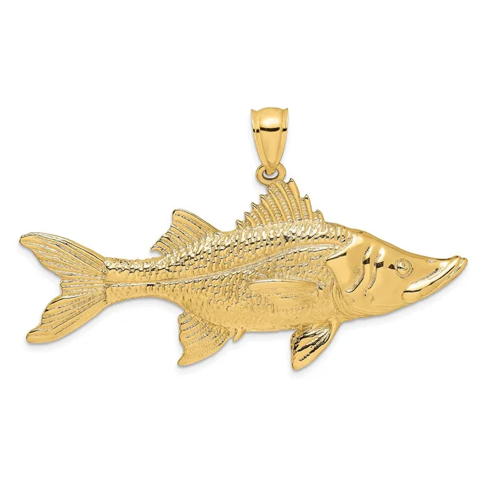 14K 3D Tarpon Fish Charm TreasureFineJewelers Charm Necklaces