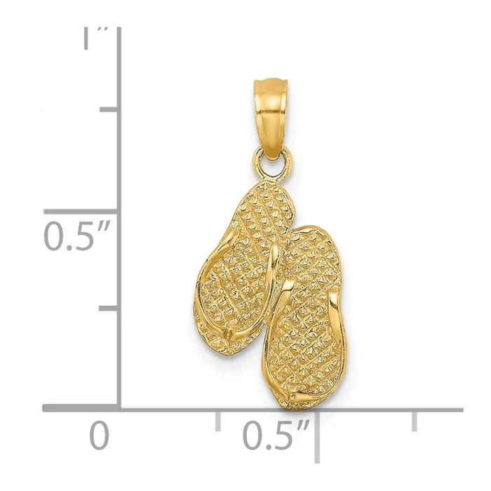14k 3D MYRTLE BEACH FlipFlops Charm TreasureFineJewelers Charm Necklaces