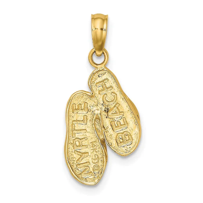 14k 3D MYRTLE BEACH FlipFlops Charm TreasureFineJewelers Charm Necklaces