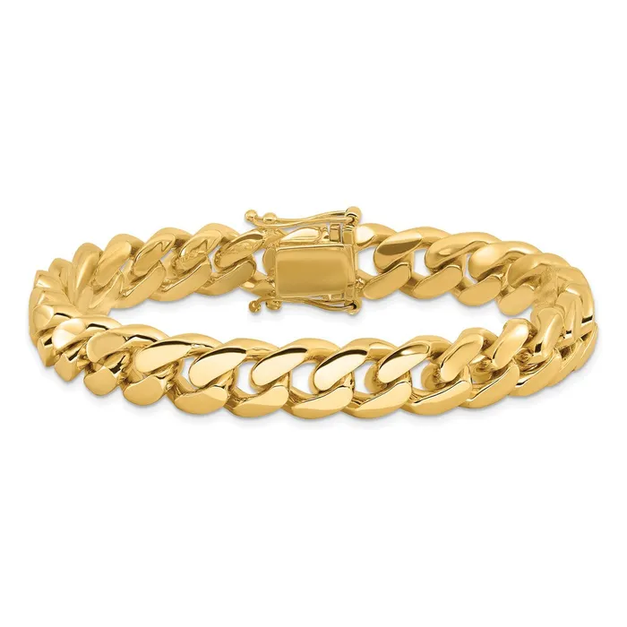14K 825 inch 107mm Hand Polished Miami Cuban Link with Box Catch Clasp Bracelet TreasureFineJewelers Bracelets