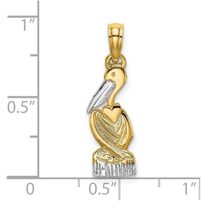 14K and Rhodium Pelican Standing Charm TreasureFineJewelers Charm Necklaces