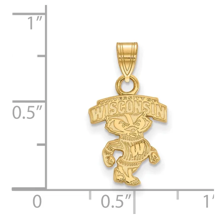 14k Gold University of Wisconsin Small Pendant TreasureFineJewelers Necklaces