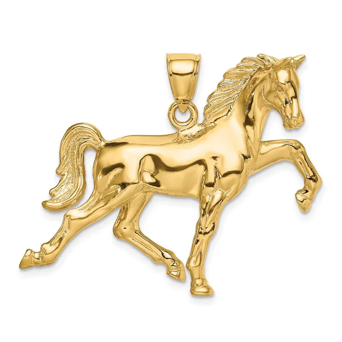 14k Hollow Polished 3D Horse Charm TreasureFineJewelers Charm Necklaces 14k Hollow Polished 3D Horse Charm TreasureFineJewelers Charm Necklaces