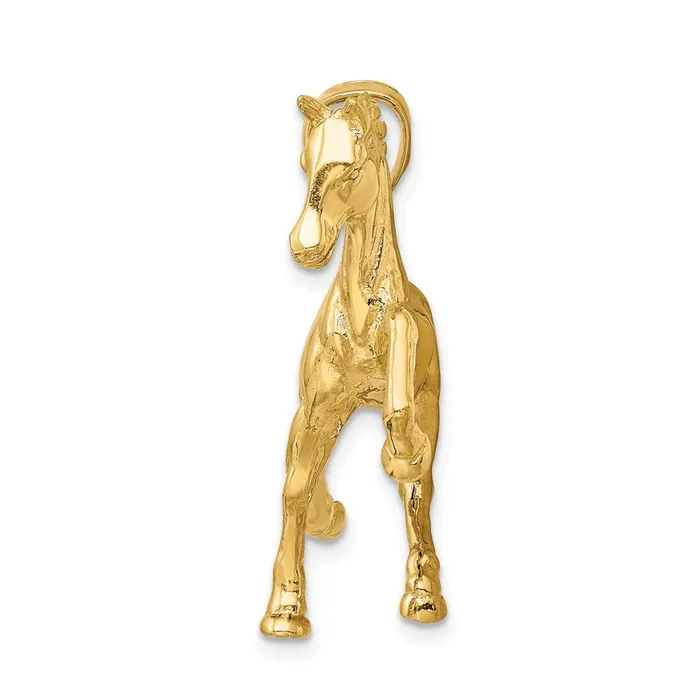 14k Hollow Polished 3D Horse Charm TreasureFineJewelers Charm Necklaces