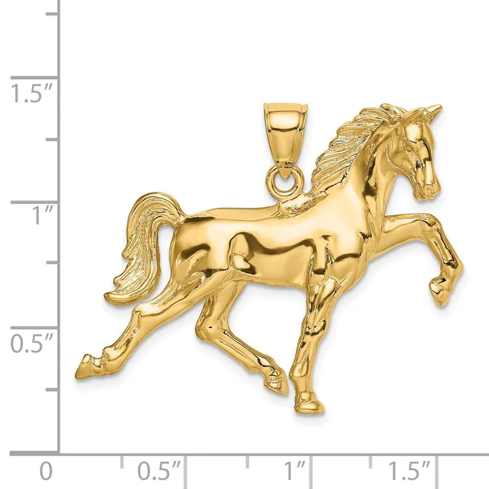 14k Hollow Polished 3D Horse Charm TreasureFineJewelers Charm Necklaces