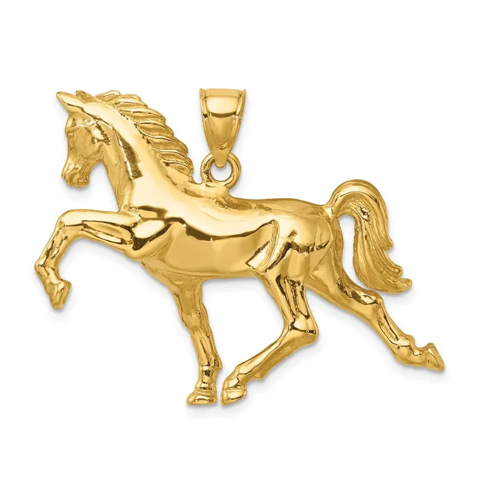 14k Hollow Polished 3D Horse Charm TreasureFineJewelers Charm Necklaces