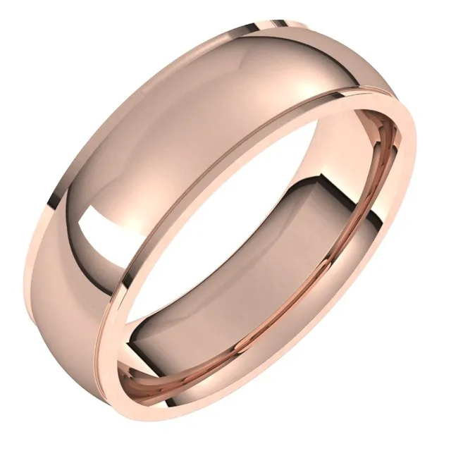 14K Rose Gold 6 mm Half Round Edge Comfort Fit Wedding Band TreasureFineJewelers Rings 14K Rose Gold 6 mm Half Round Edge Comfort Fit Wedding Band TreasureFineJewelers Rings