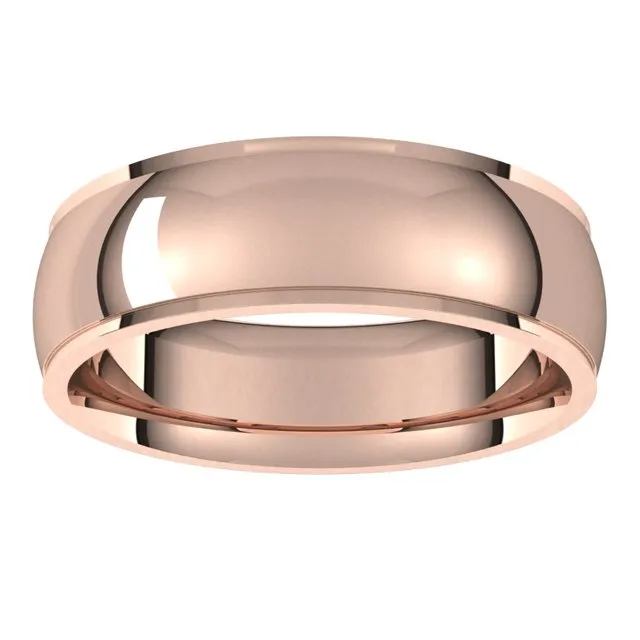 14K Rose Gold 6 mm Half Round Edge Comfort Fit Wedding Band TreasureFineJewelers Rings