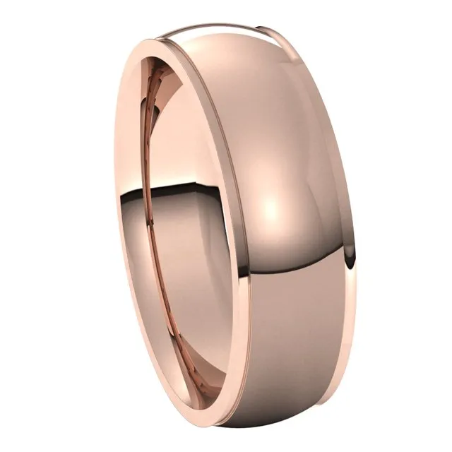 14K Rose Gold 6 mm Half Round Edge Comfort Fit Wedding Band TreasureFineJewelers Rings