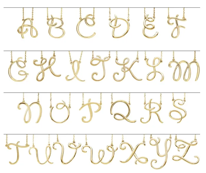 14K Rose Gold Script Initial M Necklace Center TreasureFineJewelers Necklaces