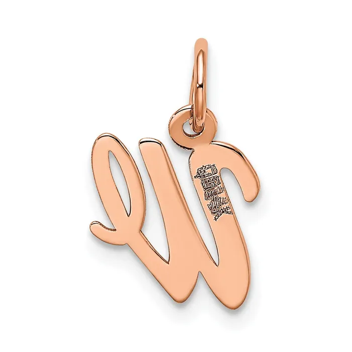 14k Rose Gold Small Script Letter W Initial Charm TreasureFineJewelers Charm Necklaces