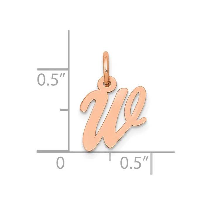 14k Rose Gold Small Script Letter W Initial Charm TreasureFineJewelers Charm Necklaces