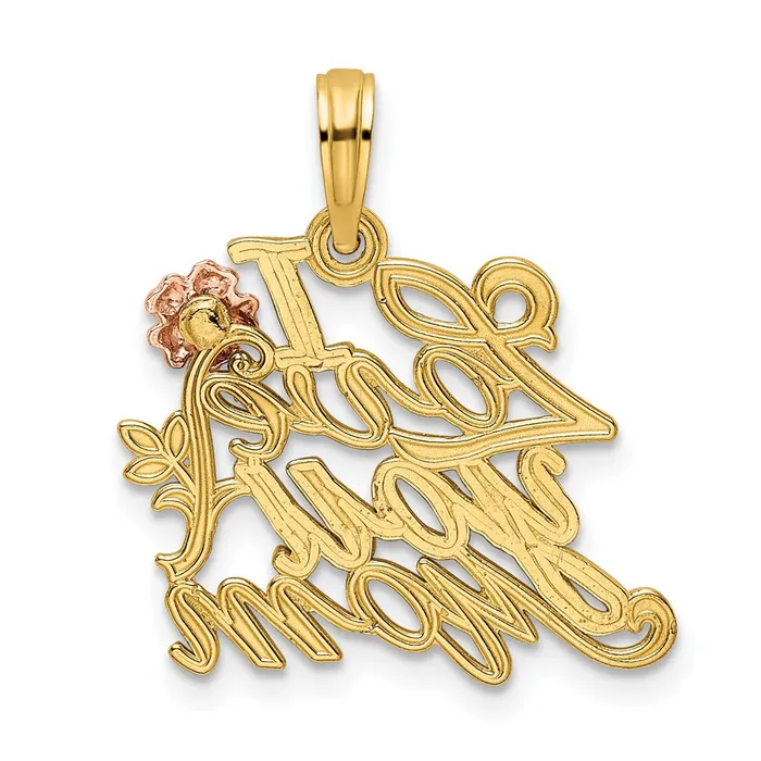 14k Rose Yellow Gold I Love You Mom Pendant TreasureFineJewelers Necklaces