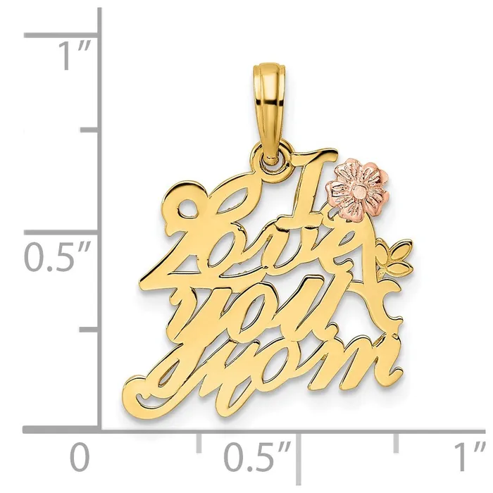 14k Rose Yellow Gold I Love You Mom Pendant TreasureFineJewelers Necklaces