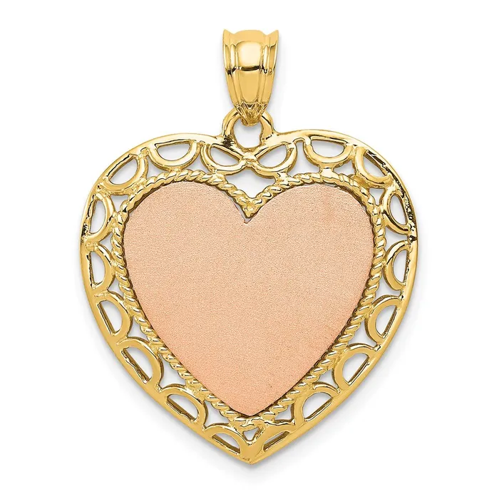 14K Twotone Polished Lace Trim Heart Pendant TreasureFineJewelers Rings