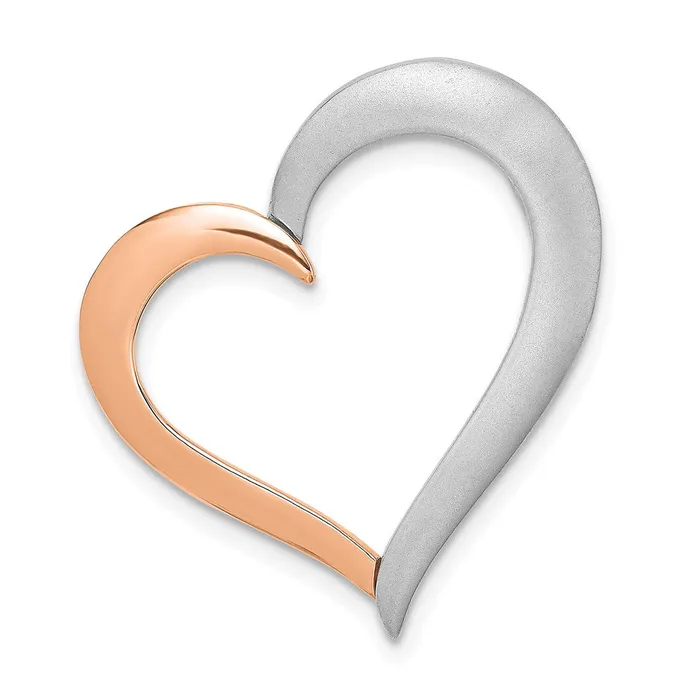 14K Twotone PolishedSatin Heart Chain Slide TreasureFineJewelers Rings