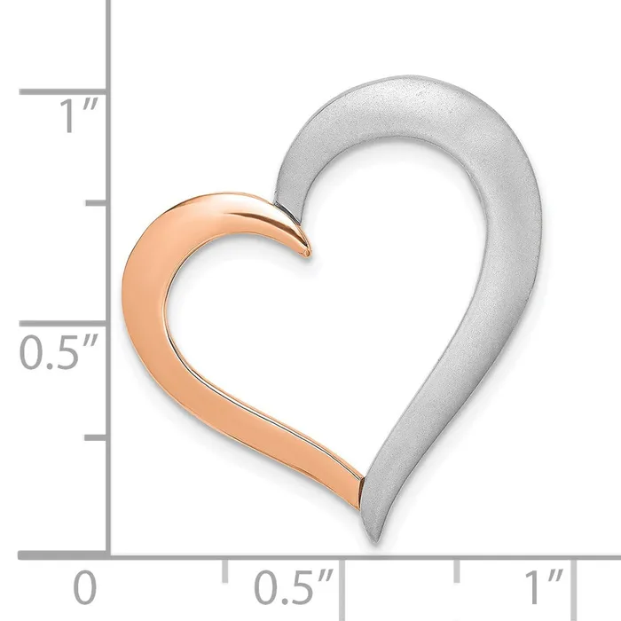 14K Twotone PolishedSatin Heart Chain Slide TreasureFineJewelers Rings
