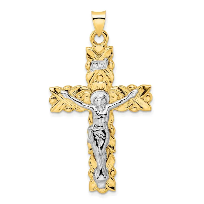 14k Twotone Polished Solid INRI Crucifix Pendant TreasureFineJewelers Rings 14k Twotone Polished Solid INRI Crucifix Pendant TreasureFineJewelers Rings