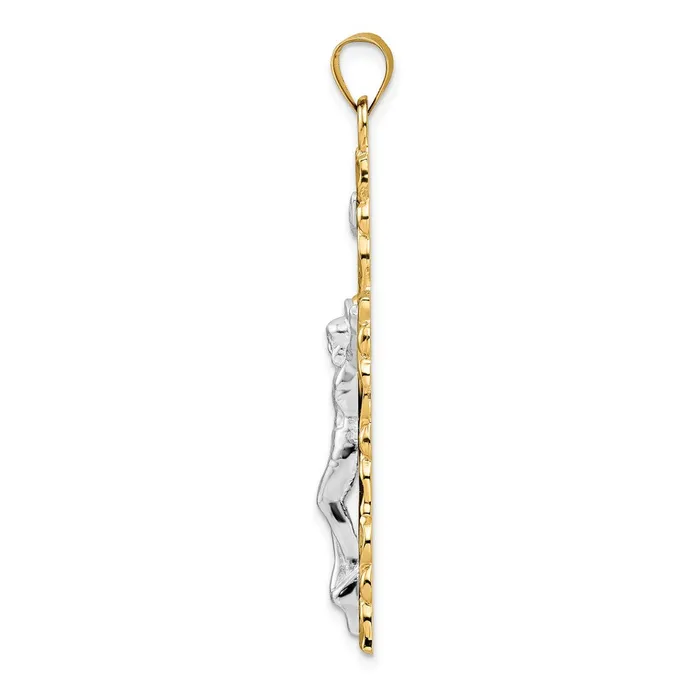 14k Twotone Polished Solid INRI Crucifix Pendant TreasureFineJewelers Rings
