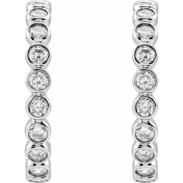 14K White Gold 38 CTW LabGrown Diamond Huggie Earrings TreasureFineJewelers Earrings