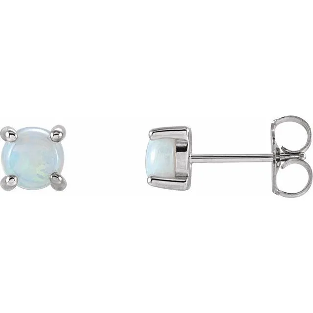 14K White Gold 5 mm Natural White Gold Opal Earrings TreasureFineJewelers Earrings 14K White Gold 5 mm Natural White Gold Opal Earrings TreasureFineJewelers Earrings