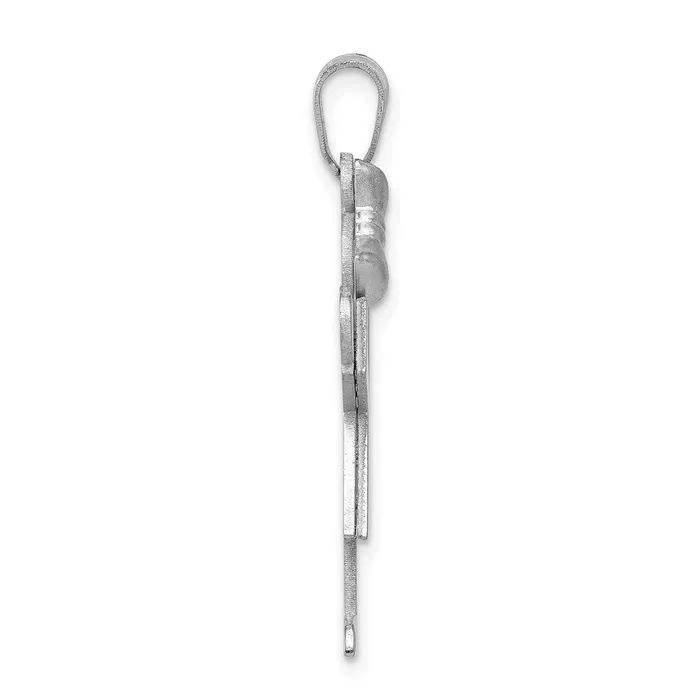 14k White Gold Medium Girl wBow on Left Engravable Charm TreasureFineJewelers Charm Necklaces