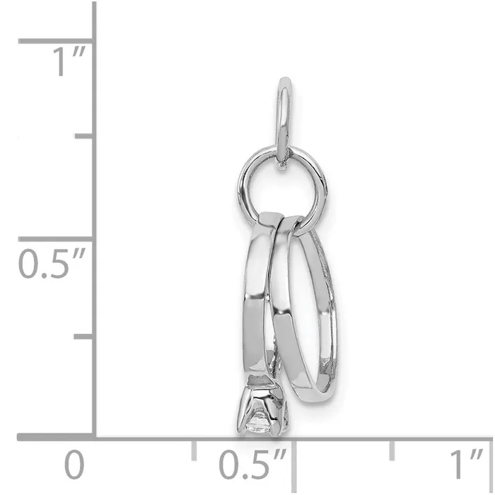 14k White Gold Polished 3D CZ Wedding Rings Charm TreasureFineJewelers Charm Necklaces