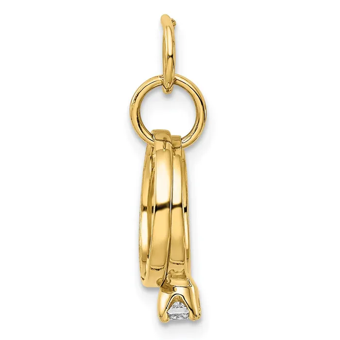 14k White Gold Polished 3D CZ Wedding Rings Charm TreasureFineJewelers Charm Necklaces